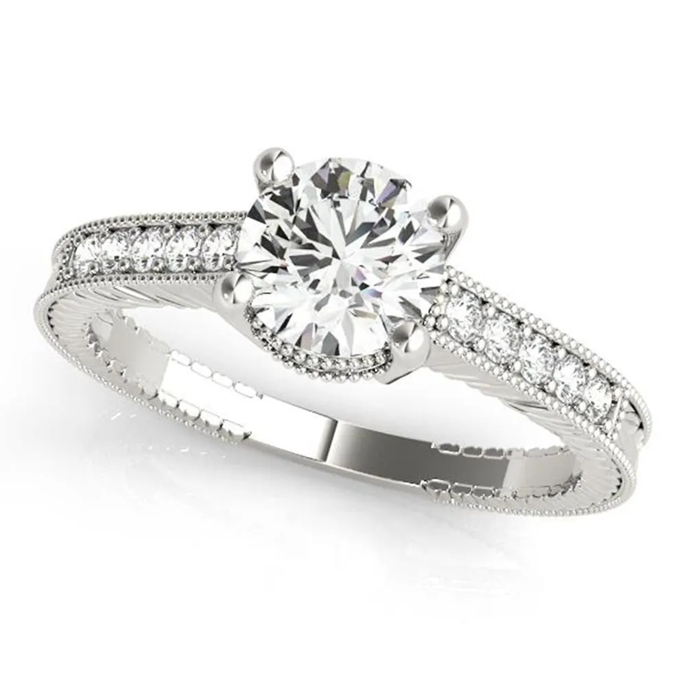 Auriya Vintage 1 1/2 carat Round Moissanite and 1/5ctw Diamond Engagement Ring 14k Gold sold by Zulily