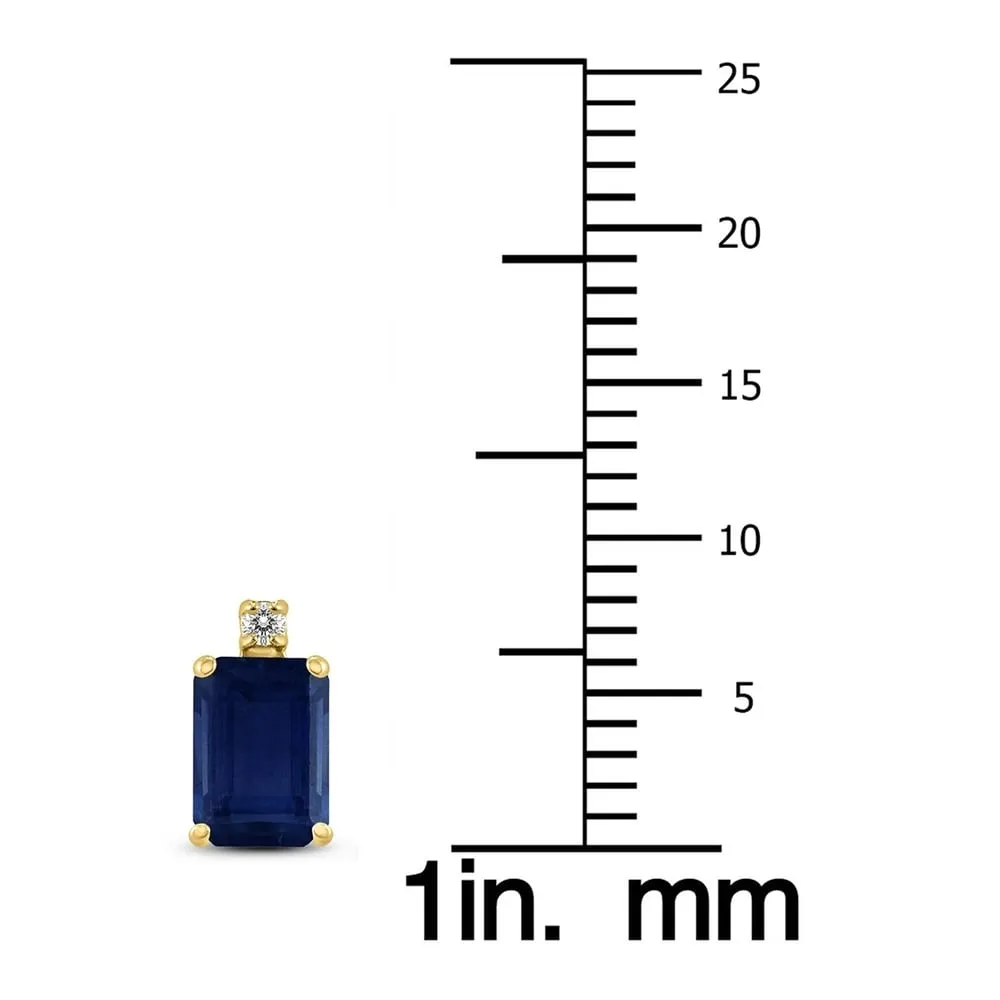 14K Yellow Gold 5x3MM Emerald Shaped Sapphire and Diamond Earrings sold by Zulily product image thumbnail 2