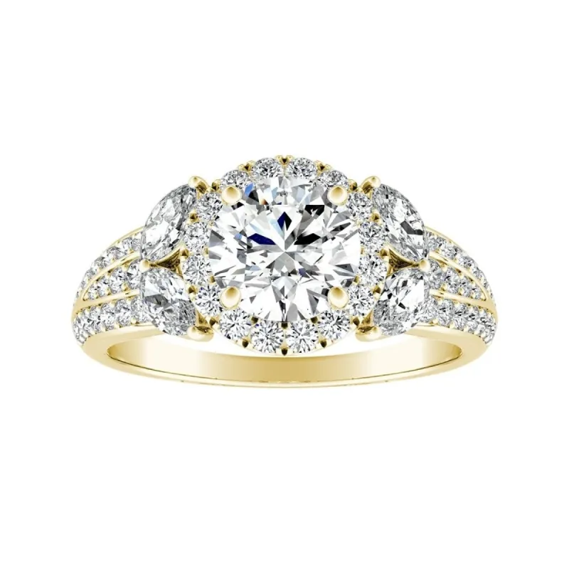 Auriya 14k Gold Round 4ct Moissanite and 3/4ctw Halo Diamond Engagement Ring 14K sold by Zulily