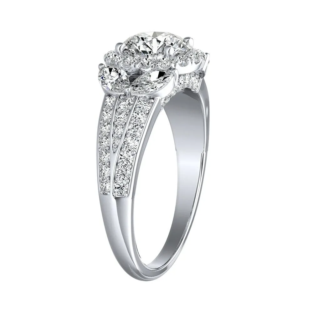 Auriya 14k Gold Round 4ct Moissanite and 3/4ctw Halo Diamond Engagement Ring 14K sold by Zulily product image thumbnail 4