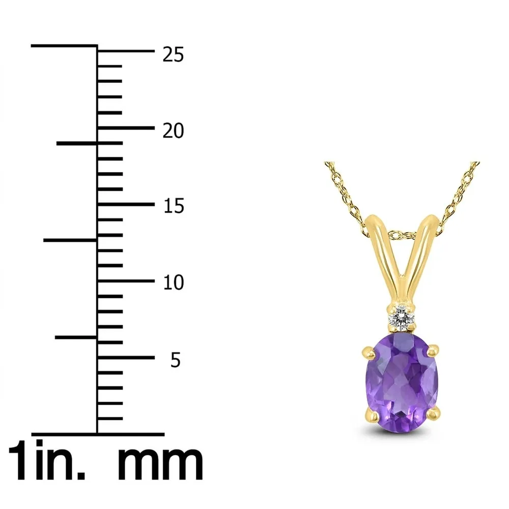 14K Yellow Gold 6x4MM Oval Amethyst and Diamond Pendant sold by Zulily product image thumbnail 3