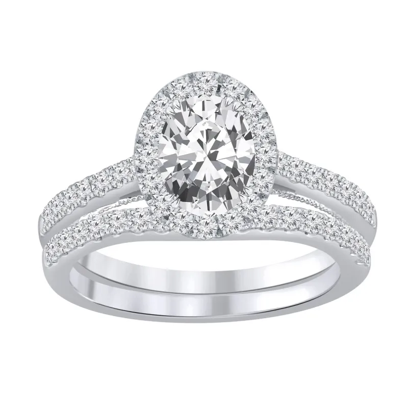 Auriya 1 3/4ctw Oval Shaped Halo Diamond Engagement Ring Set 14k Gold sold by Zulily