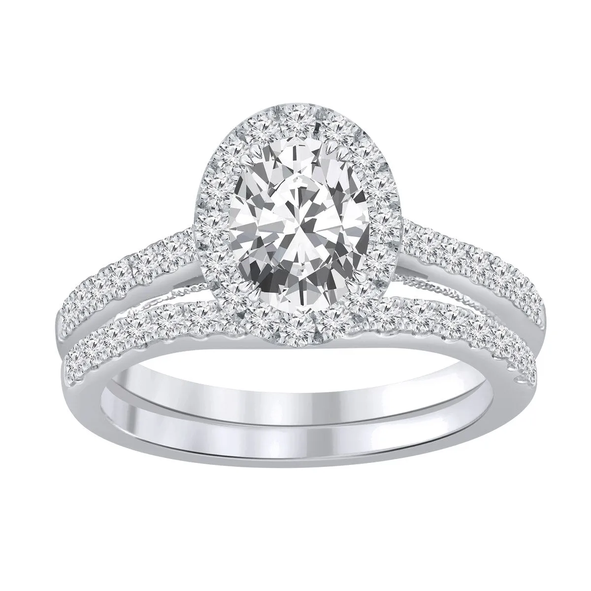 Auriya 1 3/4ctw Oval Shaped Halo Diamond Engagement Ring Set 14k Gold sold by Zulily