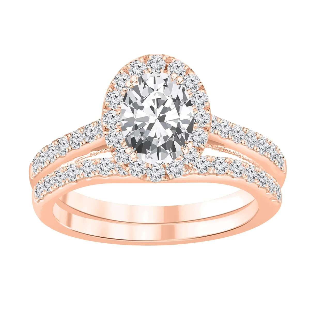 Auriya 1 3/4ctw Oval Shaped Halo Diamond Engagement Ring Set 14k Gold sold by Zulily product image thumbnail 3
