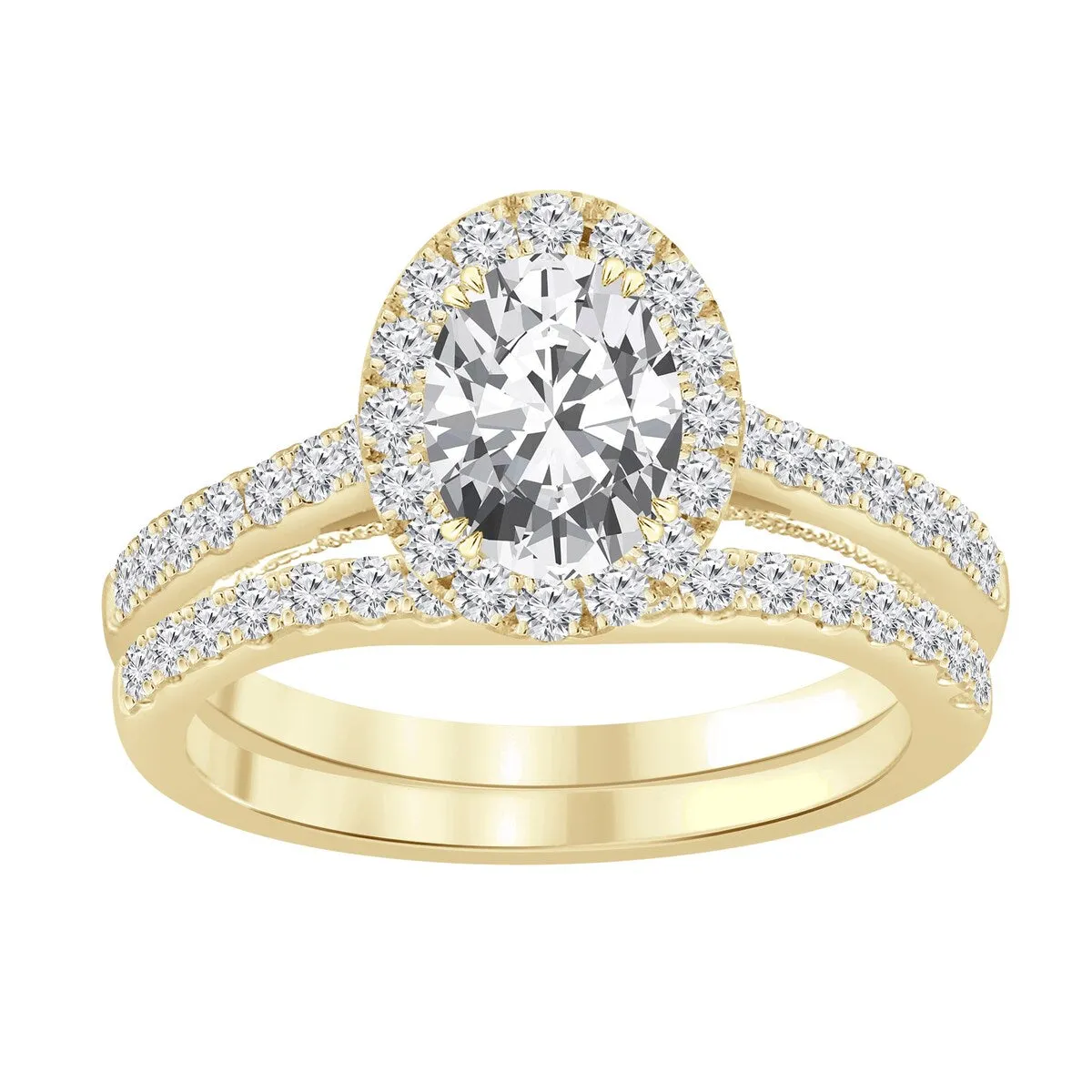 Auriya 1 3/4ctw Oval Shaped Halo Diamond Engagement Ring Set 14k Gold sold by Zulily product image thumbnail 2