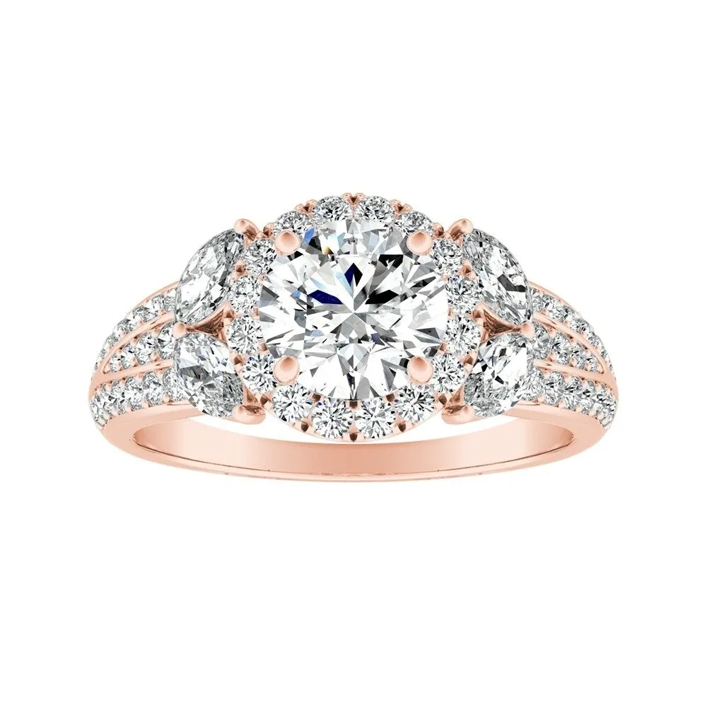 Auriya 14k Gold Round 4ct Moissanite and 3/4ctw Halo Diamond Engagement Ring 14K sold by Zulily product image thumbnail 3