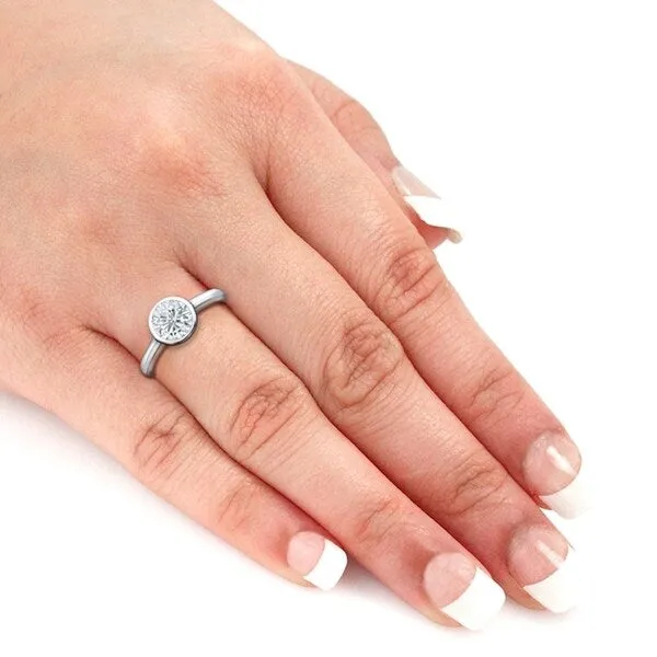 Auriya 14k Gold 1ctw Solitaire Diamond Engagement Ring Bezel-set GIA Certified sold by Zulily product image thumbnail 4