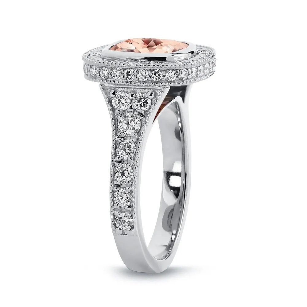 Auriya Vintage 3 1/2ct Cushion-Cut Morganite and 1 3/8ctw Halo Diamond Engagement Ring 14k Gold sold by Zulily product image thumbnail 5