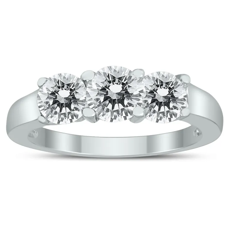 AGS Certified 2 Carat TW Three Stone Diamond Ring in 10K White Gold sold by Zulily