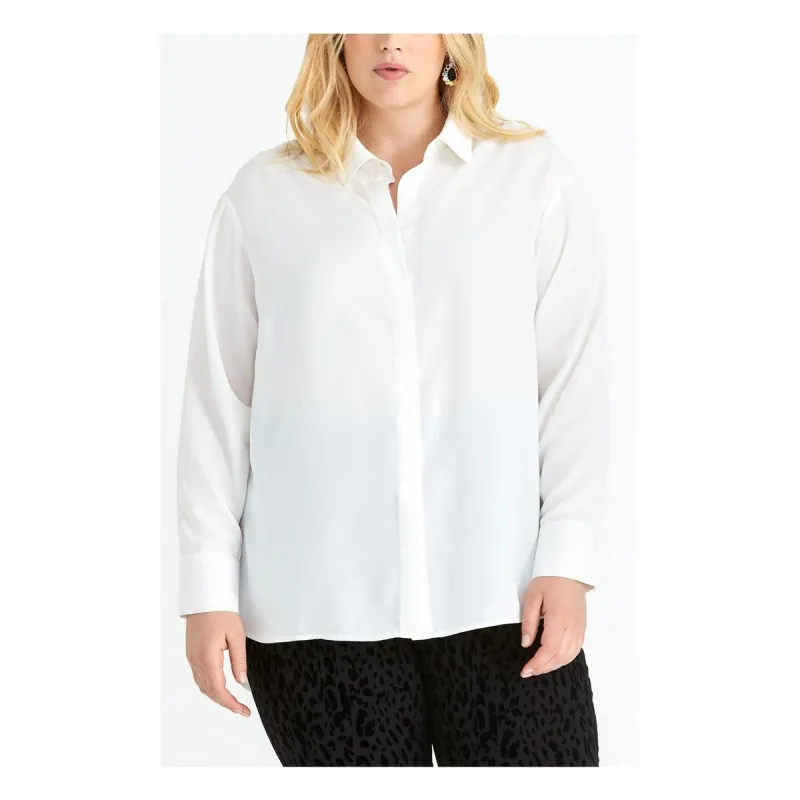 Rachel Roy Women's Plus Najila Blouse Split Neck Collared White Size 0X sold by Zulily