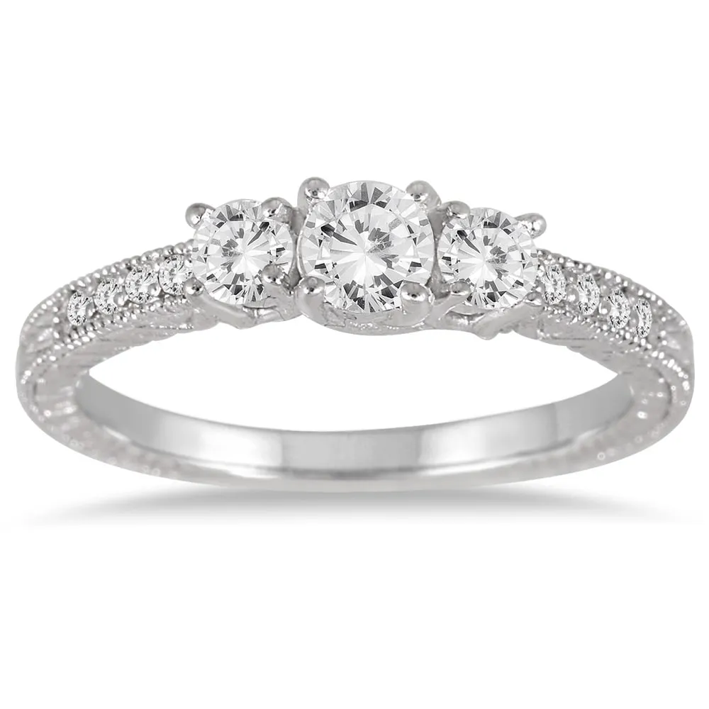 1/2 Carat TW Diamond Three Stone Ring in 10K White Gold sold by Zulily