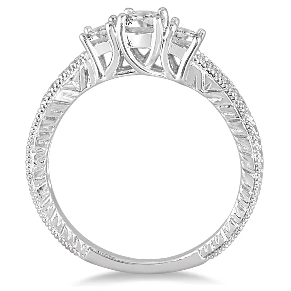 1/2 Carat TW Diamond Three Stone Ring in 10K White Gold sold by Zulily product image thumbnail 2