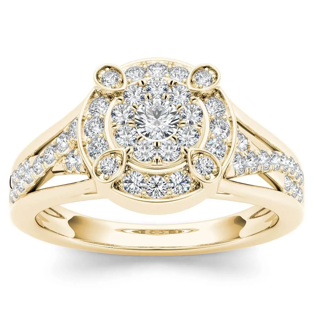 De Couer 10k Yellow Gold 1/2ct TDW Diamond Halo Engagement Ring sold by Zulily