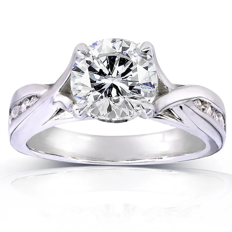 Annello by Kobelli 14k White Gold 1 1/5ct TDW Round Diamond Engagement Ring sold by Zulily