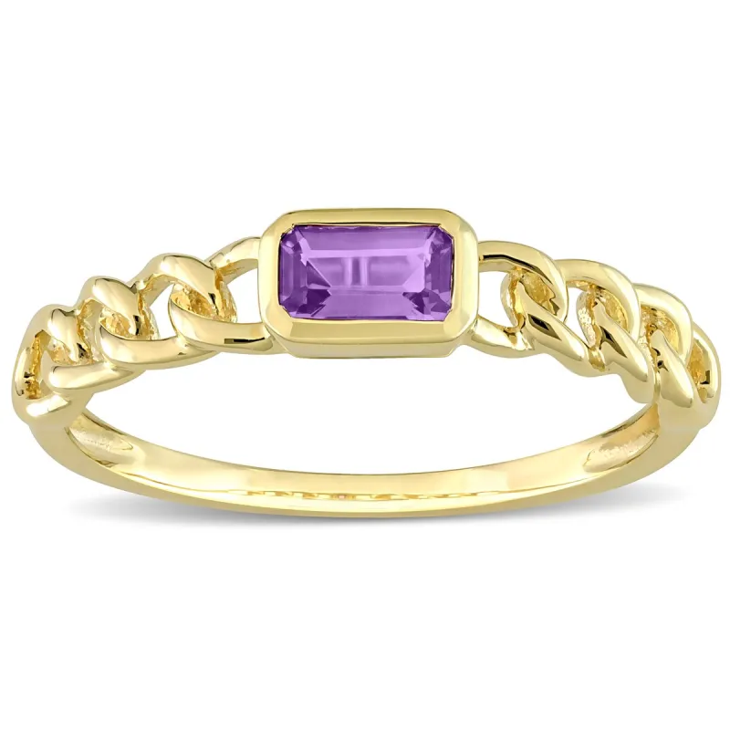 Miadora 10k Yellow Gold Amethyst Stackable Link Ring sold by Zulily