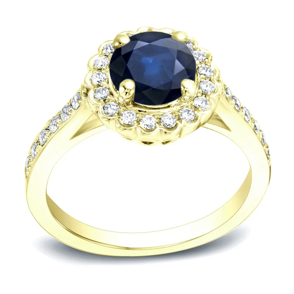 Auriya 1ct Blue Sapphire and 1/3ct TDW Halo Diamond Engagement Ring 14k Gold sold by Zulily product image thumbnail 2