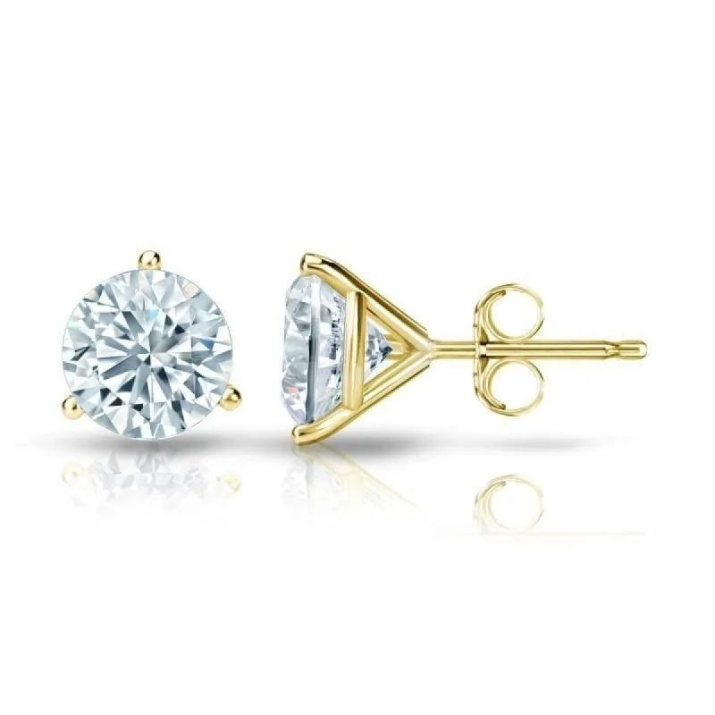 Auriya 1 3/4ctw 3 Prong Martini Set Round Diamond Stud Earrings 18kt Gold GIA Certified sold by Zulily