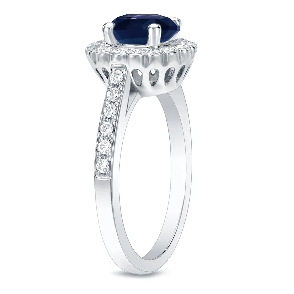 Auriya 1ct Blue Sapphire and 1/3ct TDW Halo Diamond Engagement Ring 14k Gold sold by Zulily product image thumbnail 4