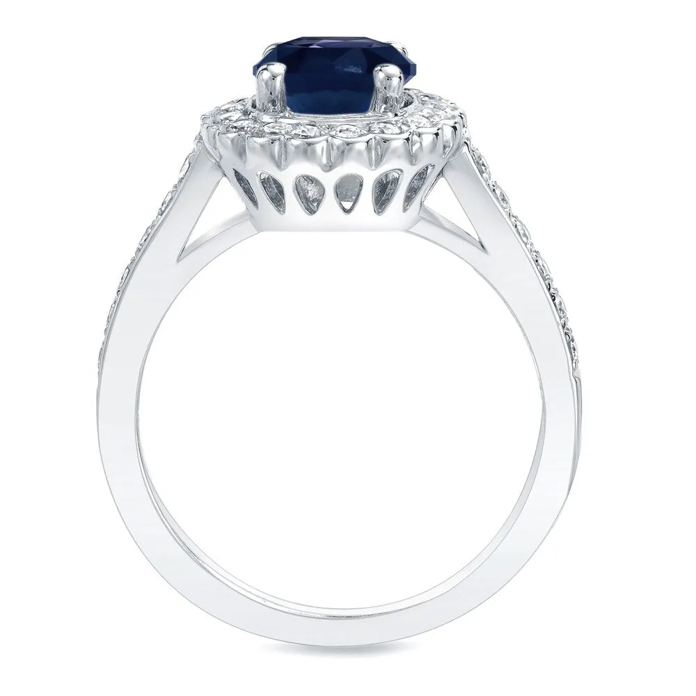 Auriya 1ct Blue Sapphire and 1/3ct TDW Halo Diamond Engagement Ring 14k Gold sold by Zulily product image thumbnail 5