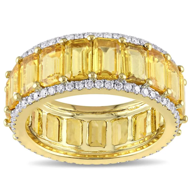 Miadora Signature Collection 14k Yellow Gold Emerald-Cut Yellow Sapphire and 5/8ct TDW Diamond Eternity Band (G-H, SI1-SI2) sold by Zulily