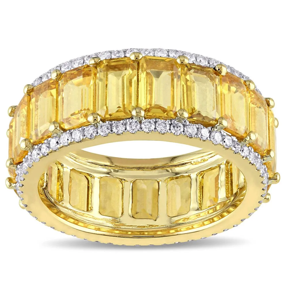 Miadora Signature Collection 14k Yellow Gold Emerald-Cut Yellow Sapphire and 5/8ct TDW Diamond Eternity Band (G-H, SI1-SI2) sold by Zulily
