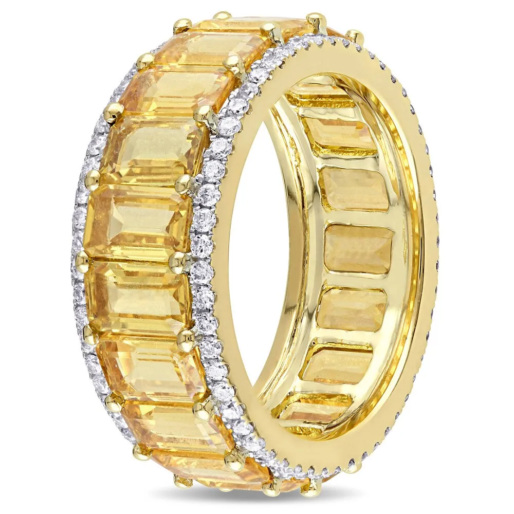 Miadora Signature Collection 14k Yellow Gold Emerald-Cut Yellow Sapphire and 5/8ct TDW Diamond Eternity Band (G-H, SI1-SI2) sold by Zulily product image thumbnail 2