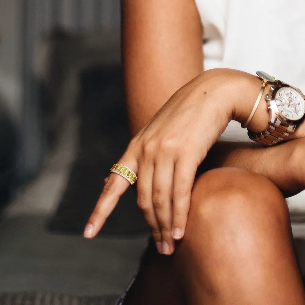 Miadora Signature Collection 14k Yellow Gold Emerald-Cut Yellow Sapphire and 5/8ct TDW Diamond Eternity Band (G-H, SI1-SI2) sold by Zulily product image thumbnail 3