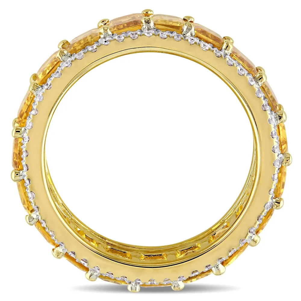 Miadora Signature Collection 14k Yellow Gold Emerald-Cut Yellow Sapphire and 5/8ct TDW Diamond Eternity Band (G-H, SI1-SI2) sold by Zulily product image thumbnail 4