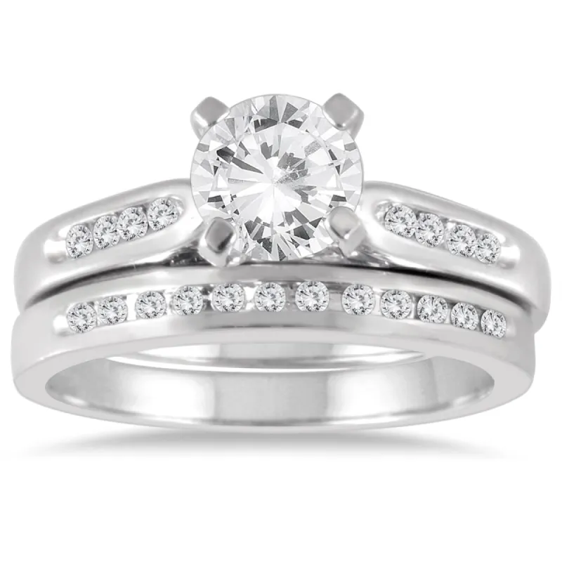 AGS Certified 1 1/5 Carat TW Diamond Bridal Set in 14K White Gold (I-J Color, I2-I3 Clarity) sold by Zulily