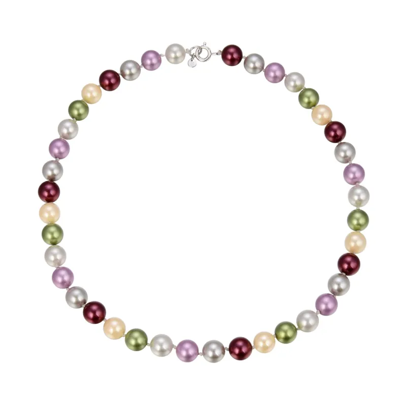 10mm Multi Color Cultured Pearl Necklace with Sterling Silver Spring Ring Clasp sold by Zulily