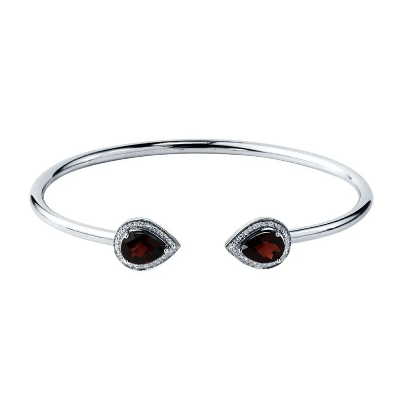 Auriya 2 3/4ct Pear-cut Red Garnet Gold over Silver Bangle Bracelet with Diamond Accents sold by Zulily