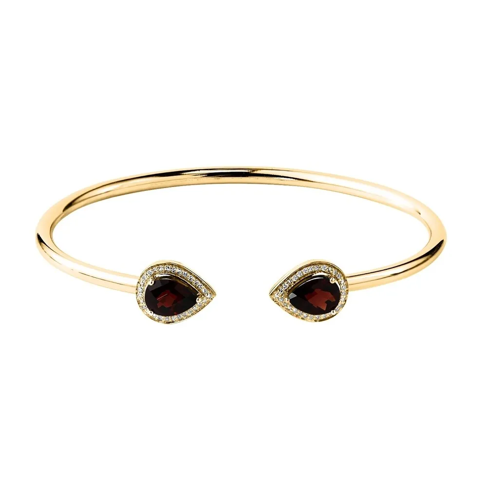 Auriya 2 3/4ct Pear-cut Red Garnet Gold over Silver Bangle Bracelet with Diamond Accents sold by Zulily product image thumbnail 2