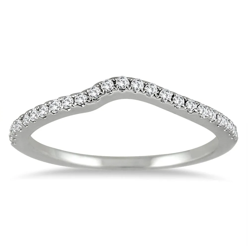 1/6 Carat TW Diamond Curved Wedding Band in 14K White Gold sold by Zulily