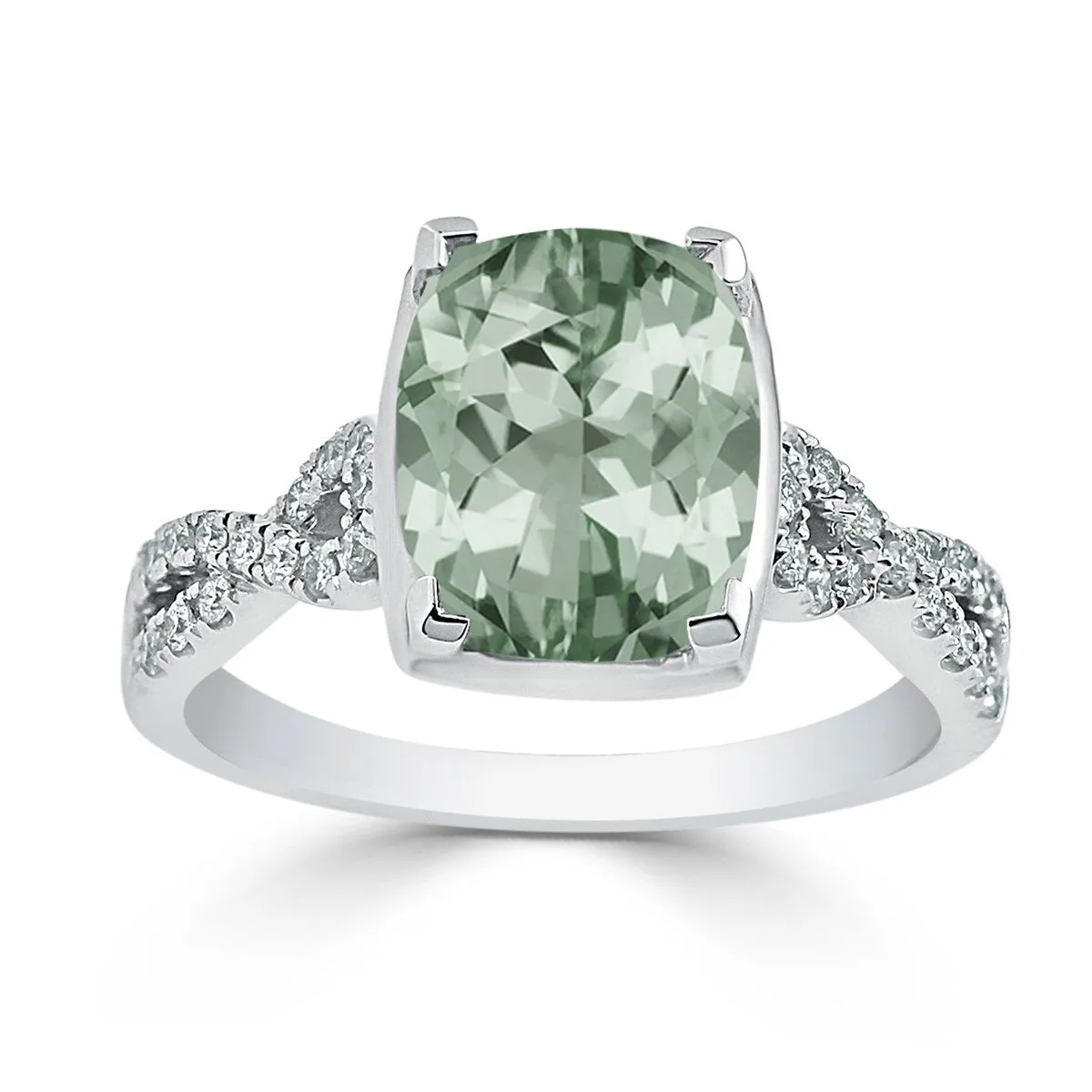 Auriya 2 1/3ct Cushion-cut Green Amethyst and Diamond Engagement Ring 1/5ctw 14kt Gold sold by Zulily product image thumbnail 3