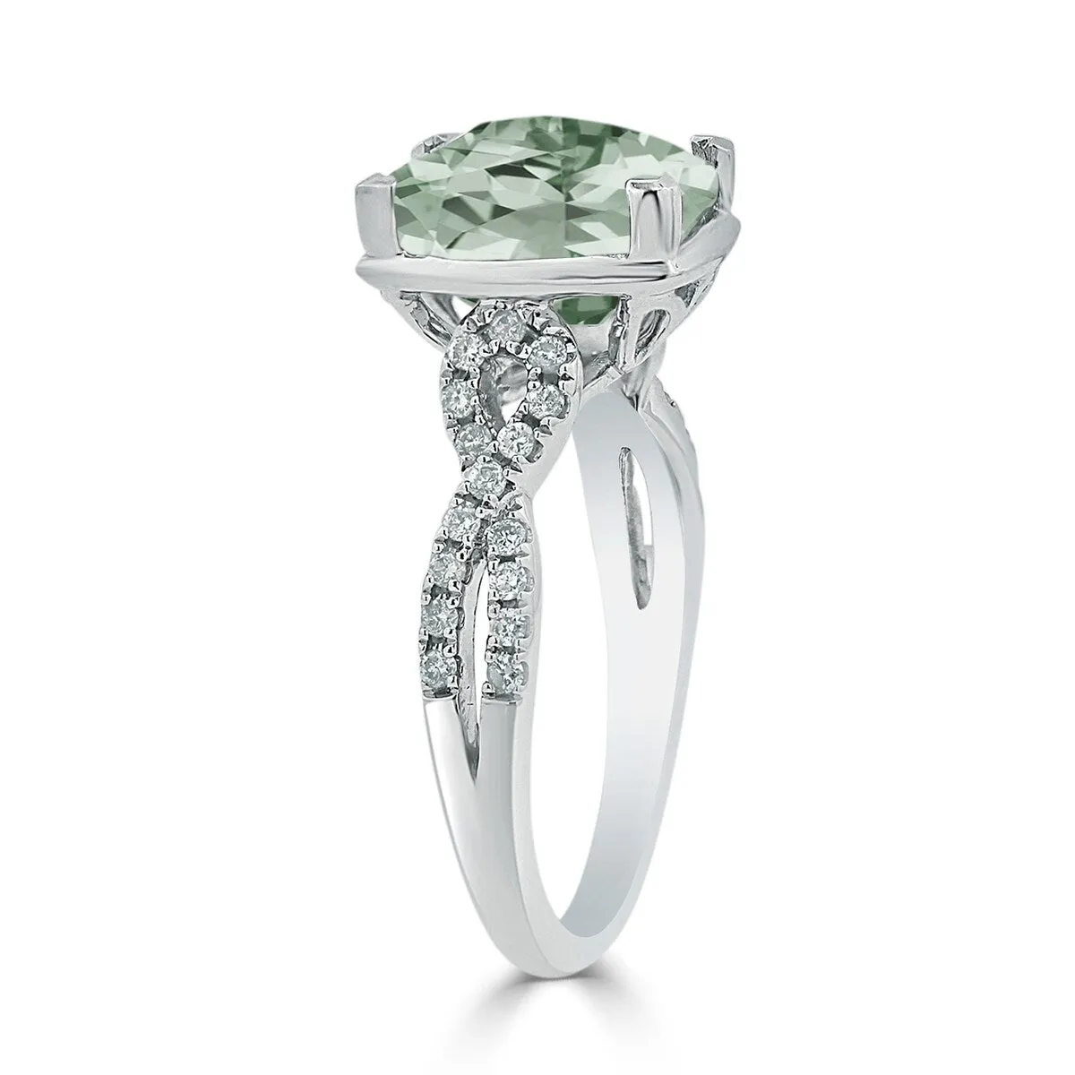 Auriya 2 1/3ct Cushion-cut Green Amethyst and Diamond Engagement Ring 1/5ctw 14kt Gold sold by Zulily product image thumbnail 4