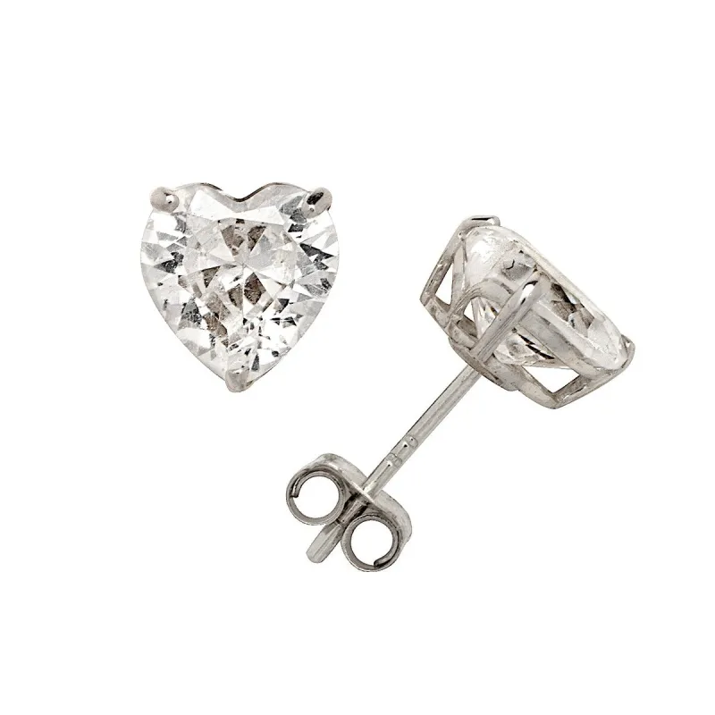 Curata 14k White Gold Heart-shape Cubic Zirconia Basket Post Stud Earrings sold by Zulily