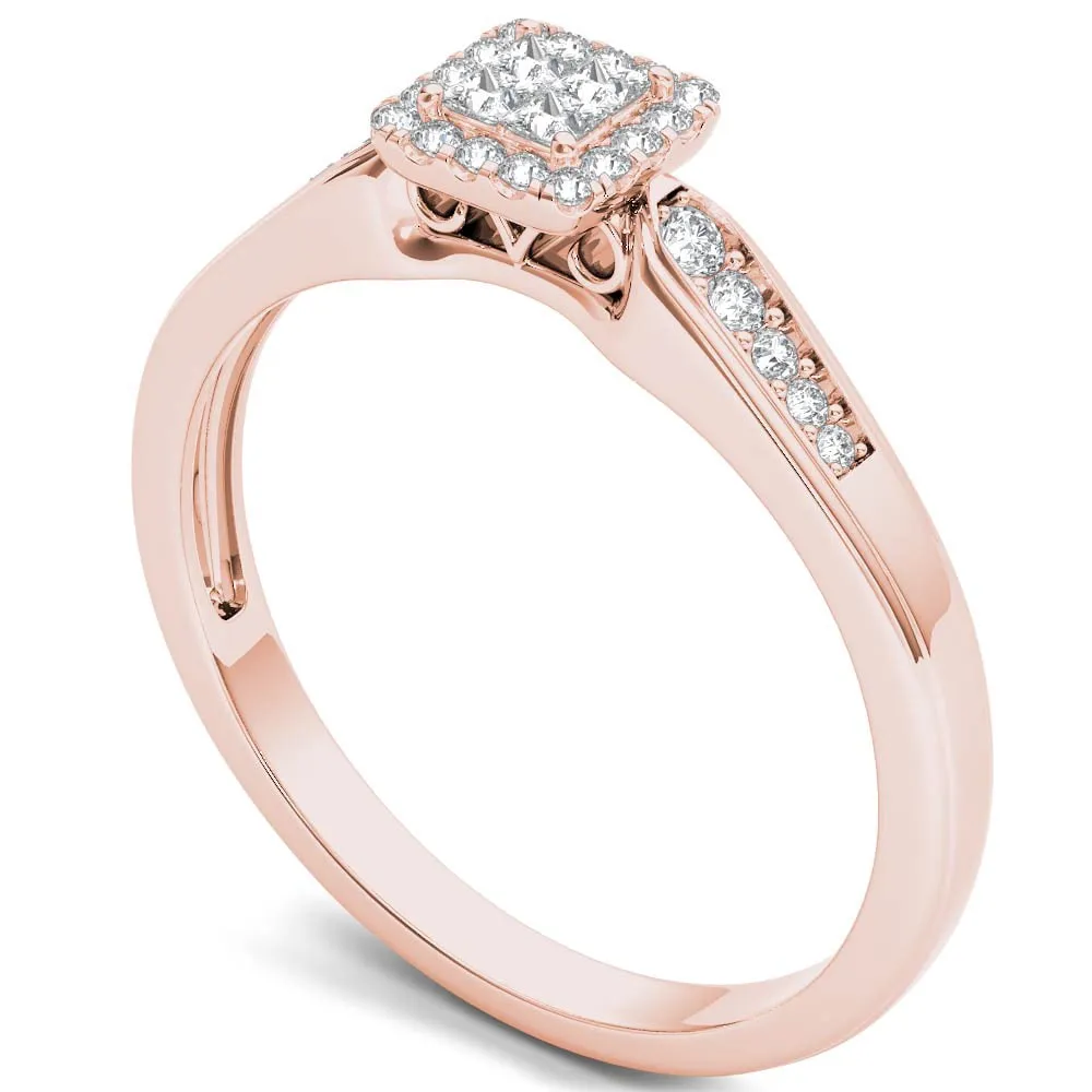 De Couer IGI Certified 10k Rose Gold 1/4ct TDW Diamond Halo Engagement Ring - Pink sold by Zulily product image thumbnail 2