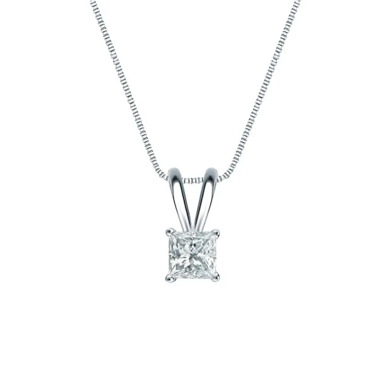 Auriya Platinum 0.25ctw Princess Solitaire Lab Grown Diamond Necklace 4-Prong Basket (D-E VVS) - 0.25 sold by Zulily