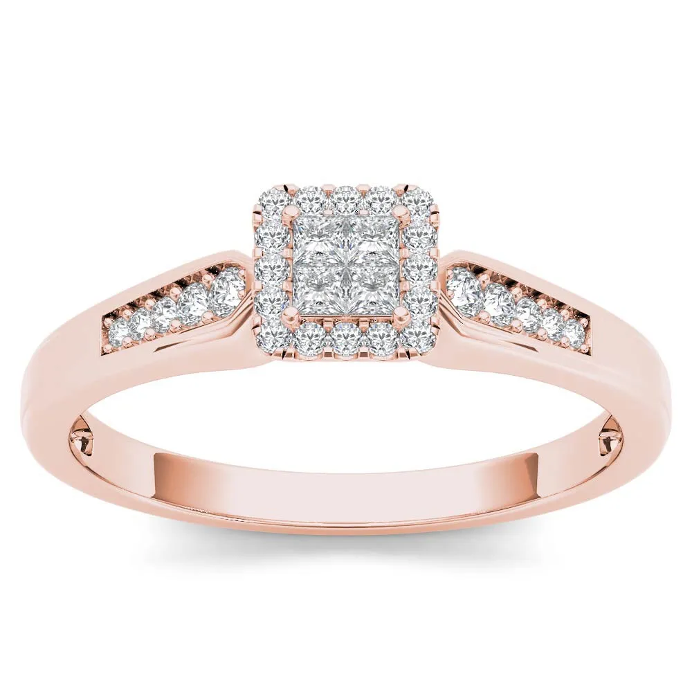 De Couer IGI Certified 10k Rose Gold 1/4ct TDW Diamond Halo Engagement Ring - Pink sold by Zulily