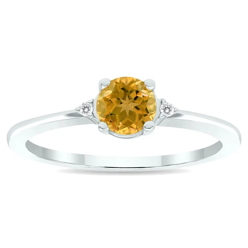 Women's Citrine and Diamond Classic Band in 10K White Gold sold by Zulily