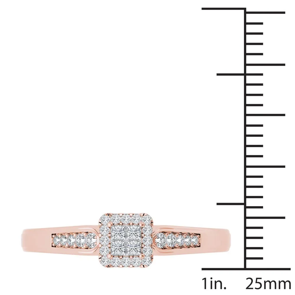 De Couer IGI Certified 10k Rose Gold 1/4ct TDW Diamond Halo Engagement Ring - Pink sold by Zulily product image thumbnail 4