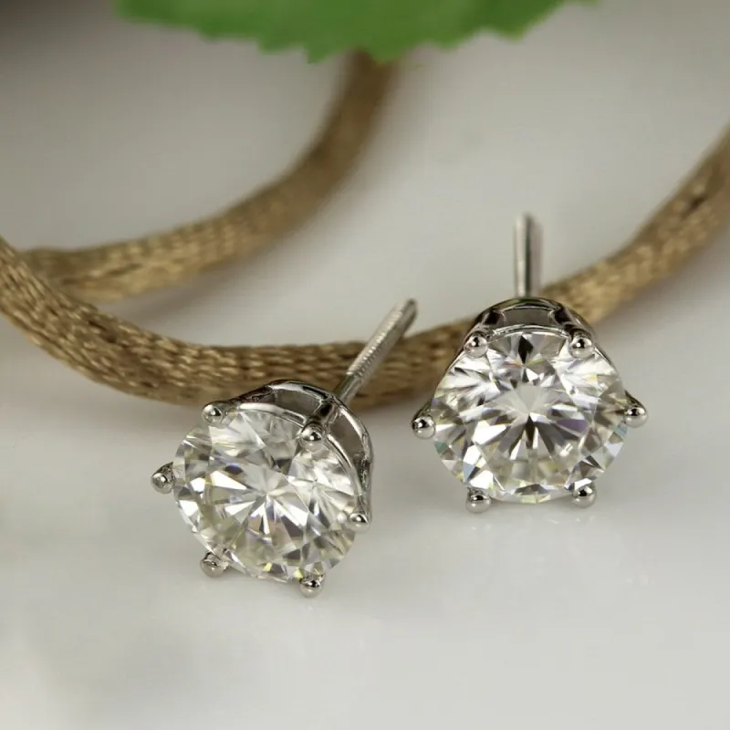 Auriya 2ctw Round Moissanite Stud Earrings Platinum - 6.5 mm sold by Zulily