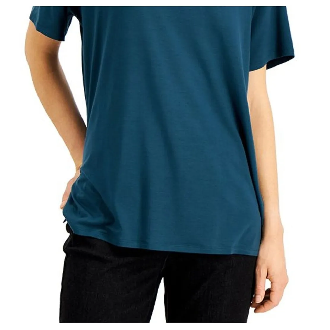 Eileen Fisher Women's Long Boxy T-Shirt Blue Size Small sold by Zulily product image thumbnail 3