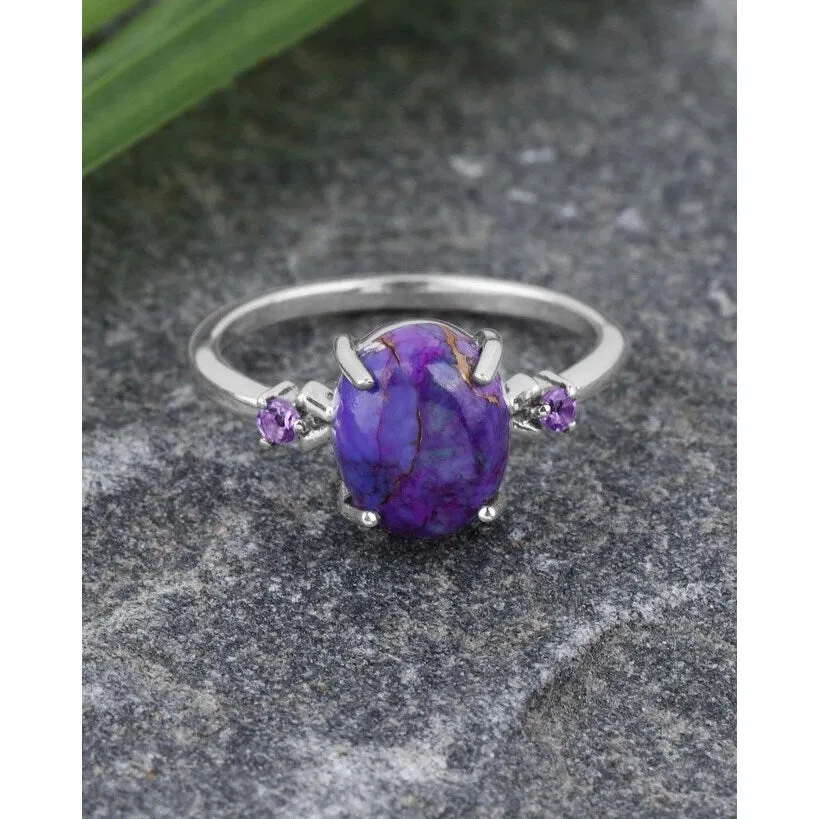 Purple Copper Turquoise Sterling Silver Promise Ring sold by Zulily product image thumbnail 2