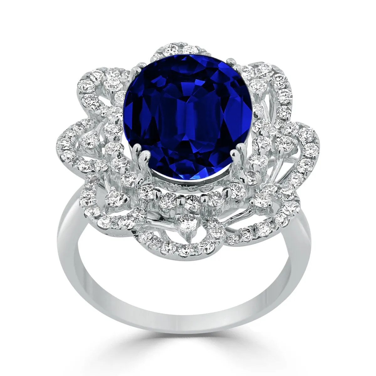 Auriya 18k Gold 10.05ct Oval Sapphire Halo Diamond Engagement Ring 1 1/4ct TDW sold by Zulily product image thumbnail 3