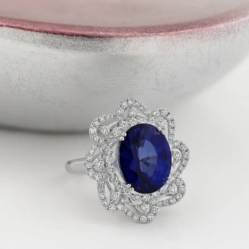 Auriya 18k Gold 10.05ct Oval Sapphire Halo Diamond Engagement Ring 1 1/4ct TDW sold by Zulily