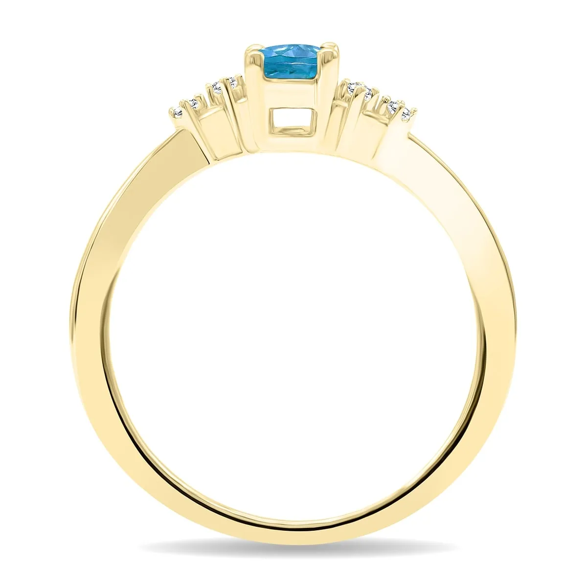Women's Oval Shaped Blue Topaz and Diamond Tierra Ring in 10K Yellow Gold sold by Zulily product image thumbnail 3