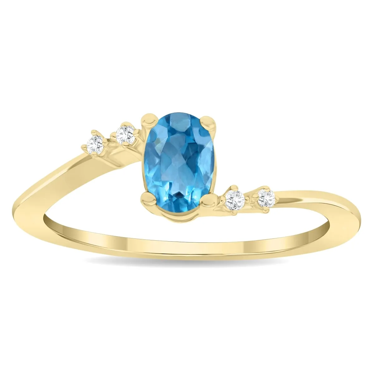 Women's Oval Shaped Blue Topaz and Diamond Tierra Ring in 10K Yellow Gold sold by Zulily