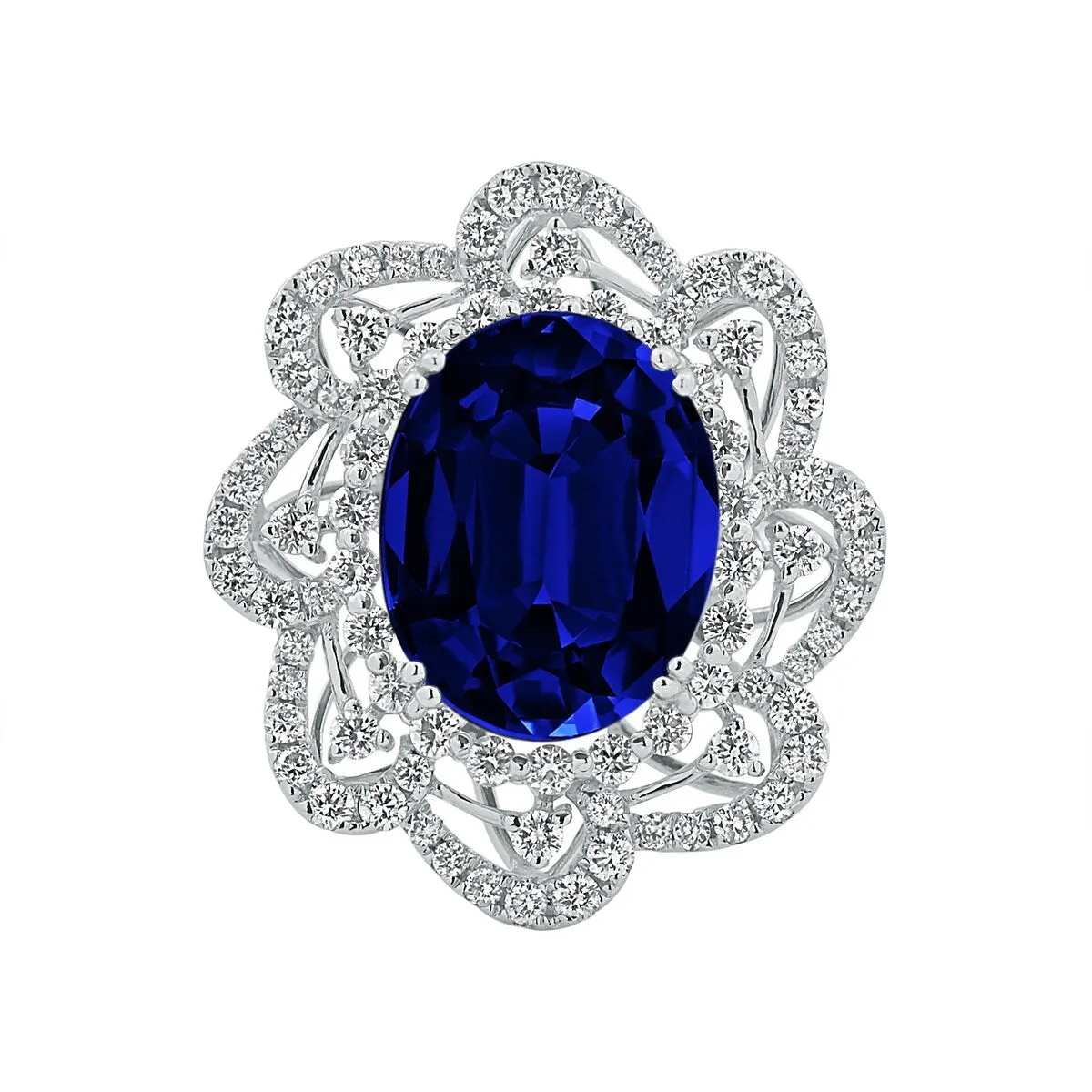 Auriya 18k Gold 10.05ct Oval Sapphire Halo Diamond Engagement Ring 1 1/4ct TDW sold by Zulily product image thumbnail 2