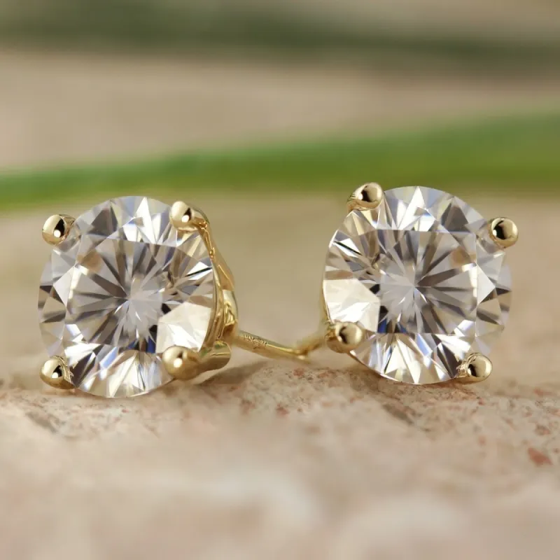 Auriya 3ctw Round Moissanite Stud Earrings 14k Gold 4-Prong Basket - 7.4 mm sold by Zulily
